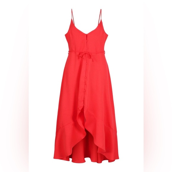 NWT - Boohoo Plus Ruffle Tie Front Strappy Maxi Dress - Size 12 - Picture 3 of 3